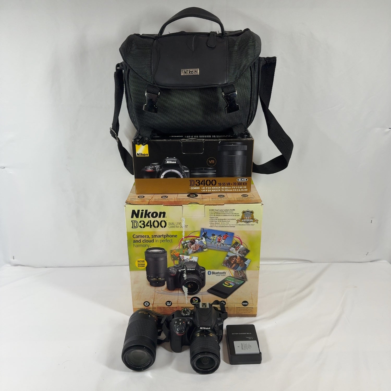 Nikon D3400 DSLR 2456 Shutter Count Dual Lens Camera Outfit