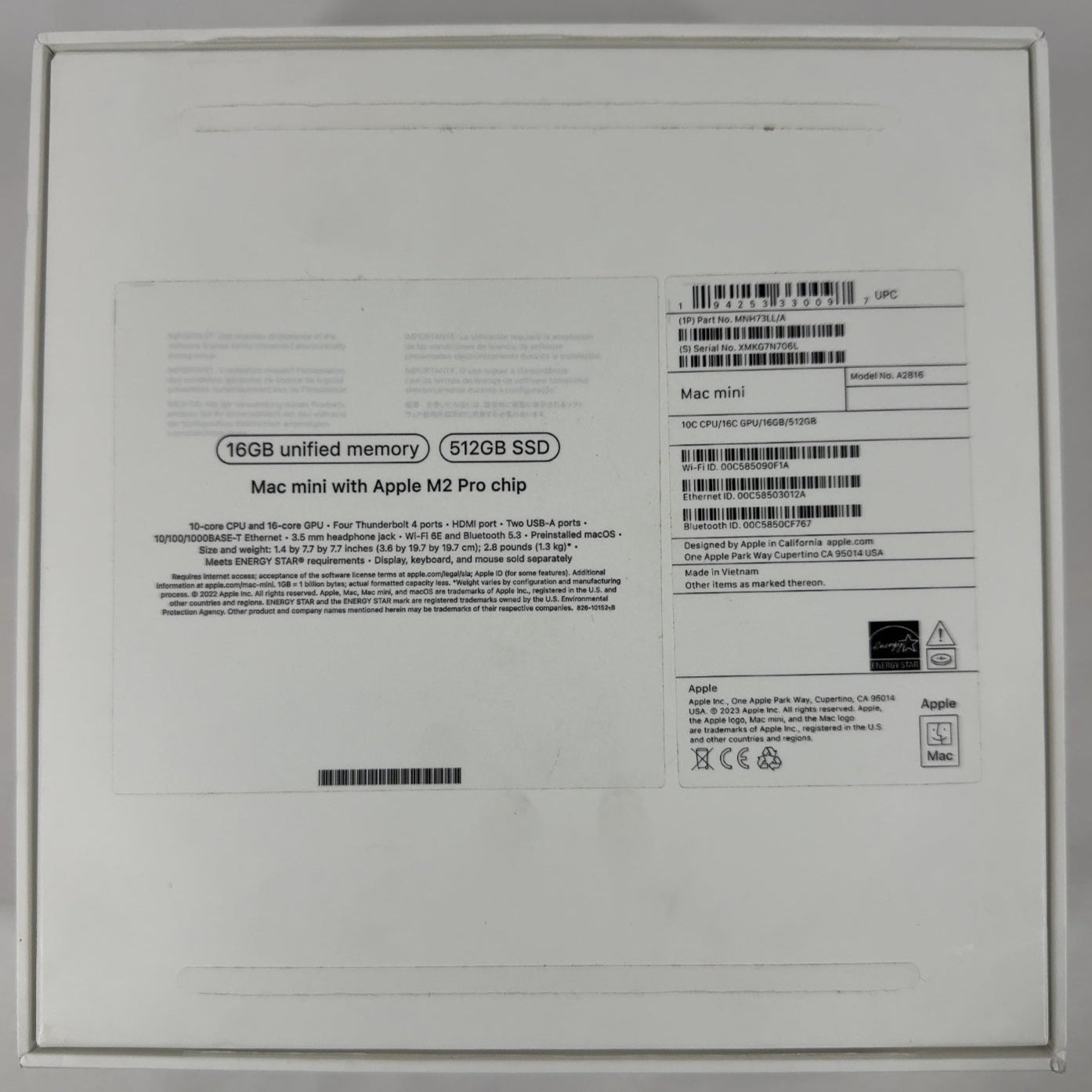 2023 Apple Mac Mini M2 Pro 3.5GHz 16GB RAM 512GB SSD Silver A2816