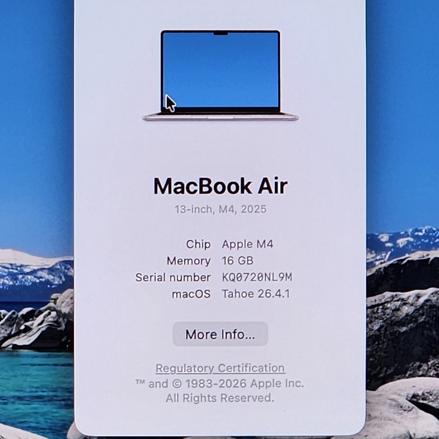 2025 Apple MacBook Air 13" M4 8C GPU 4.5GHz 16GB RAM 256GB SSD A3240