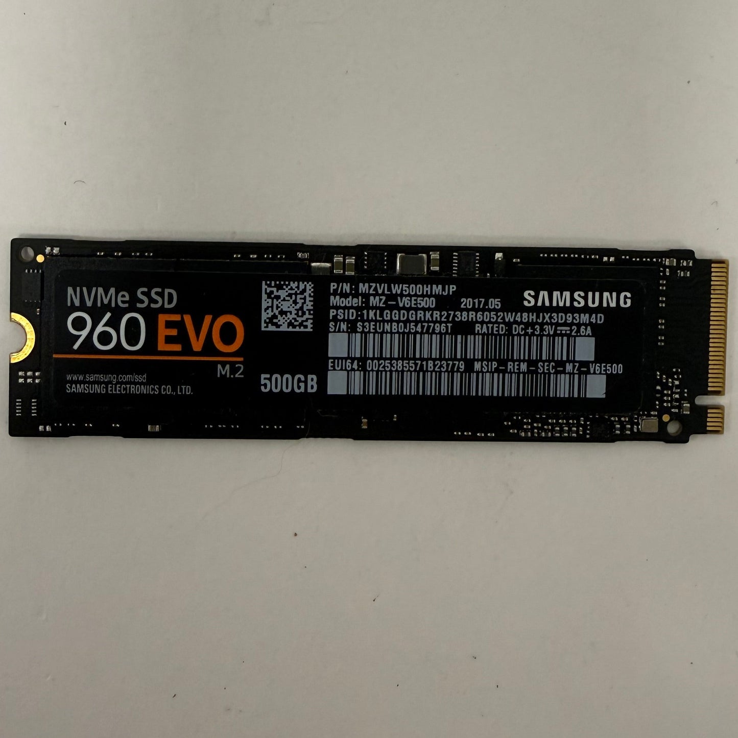 Samsung 2280mm 960 EVO 500GB M.2 NVMe Gen 3.0 x 4 SSD MZVLW500HMJP